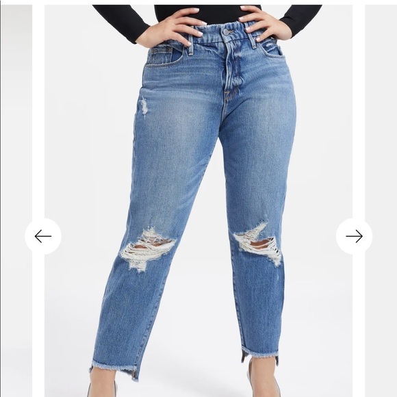 Good American Distressed Good Girlfriend Jeans Side Step Straight Leg Plus Size - Picture 1 of 14